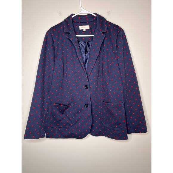 Talbots Jackets & Blazers - Talbots Navy Red Polka Dot Ponte Knit Classic Office Career Blazer 16W